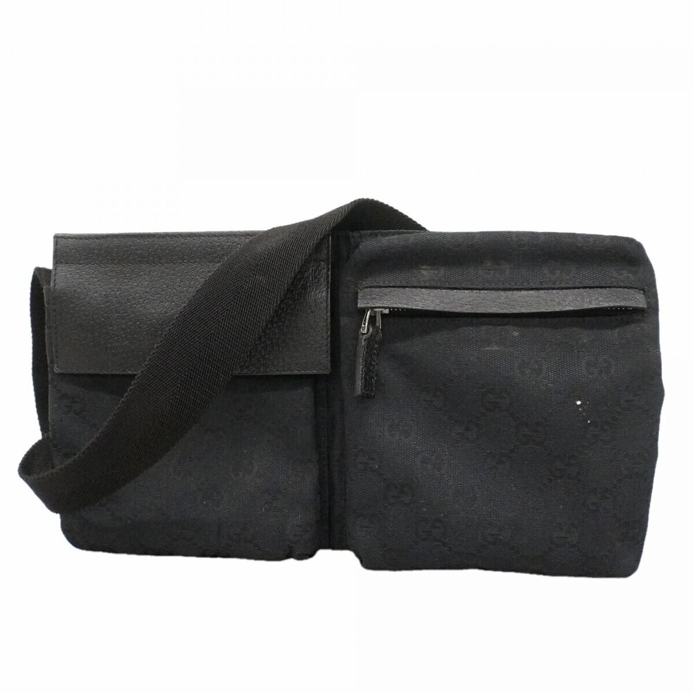 Gucci Waist Bag GG Canvas Black Silver Hardware